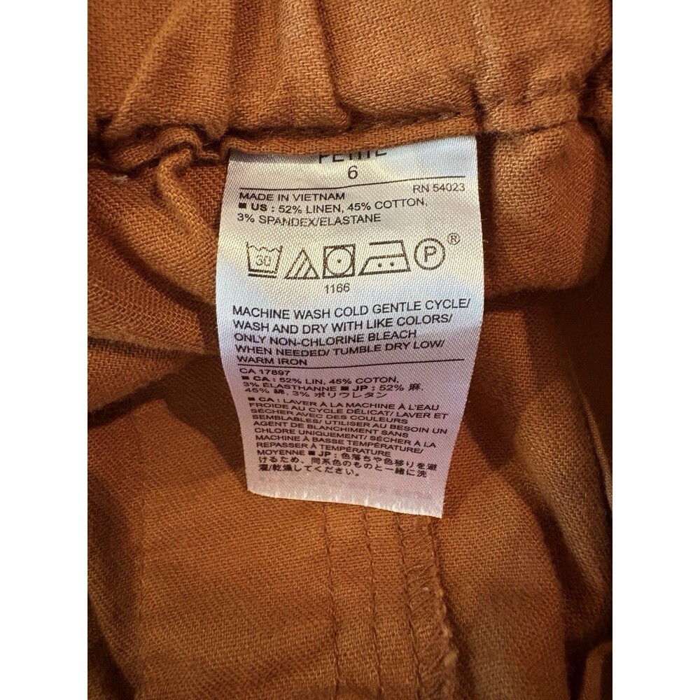 Banana Republic Boho Linen Blend Wide Leg Culottes Brown Cropped Women 6 Petite - Picture 6 of 6